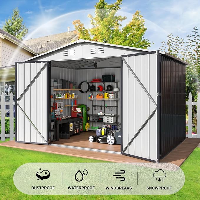 Polar Aurora 6x8 FT Outdoor Storage Shed, Metal Garden Shed - Image 2
