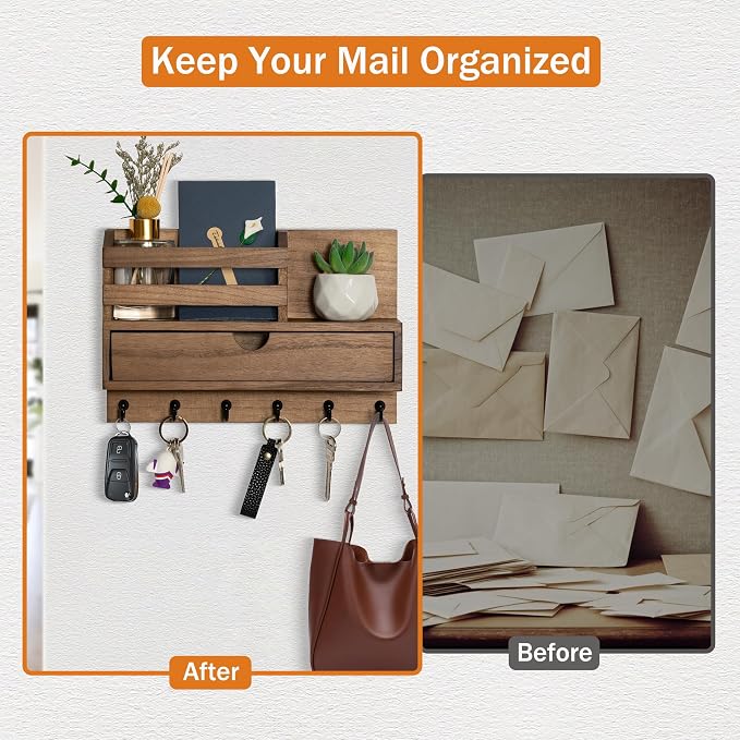 Key and Mail Holder for Wall, Mail Organizer Wall Mount - Image 4