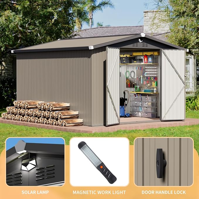 10x12 FT Outdoor Storage Shed, Metal Tool Sheds, Waterproof Outside Storage Shed - Image 3