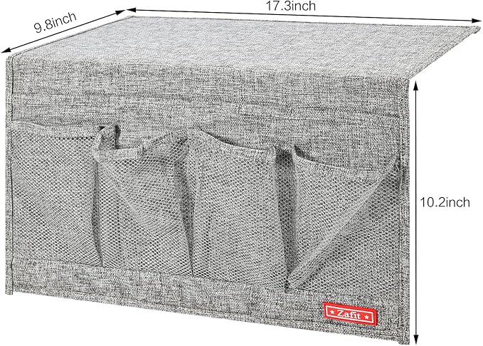 Linen 6 Pockets Bedside Caddy, Bedside Storage Organizer - Image 3