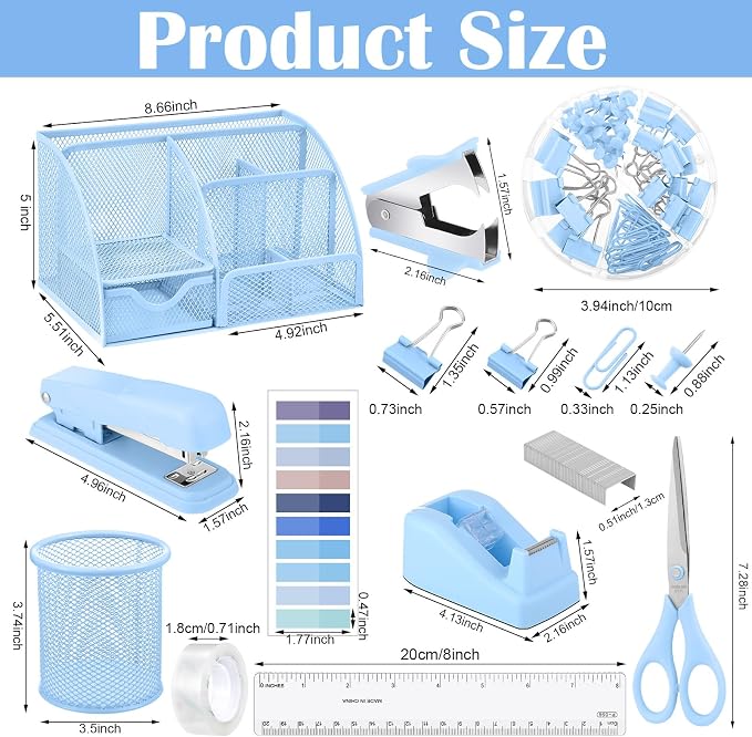 11 in 1 Blue Desk Organizer and Accessories - Image 2