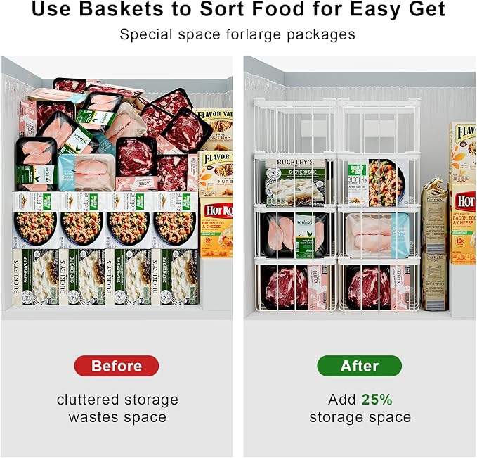Freezer Organizer Bins -8 Pack Stackable Chest Freezer Organizer Baskets - Image 7