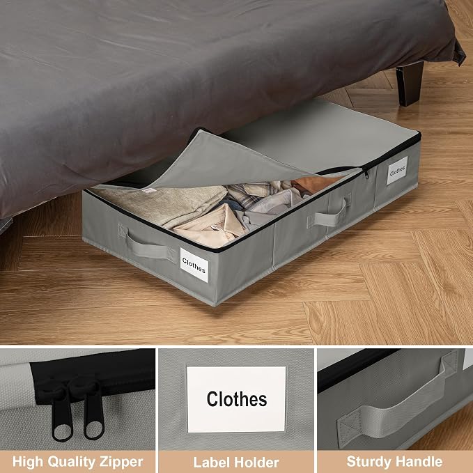 Under Bed Storage with Wheels, 2 Pack Under Bed Storage Containers with Label - Image 4