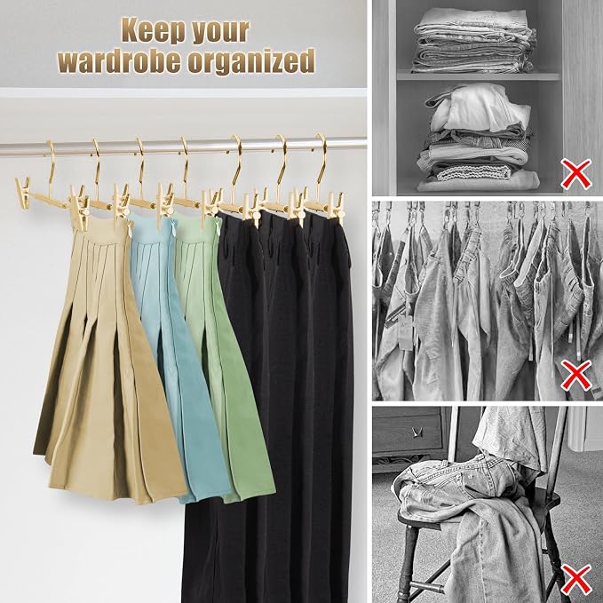VWV 10-Pack Adjustable Women's Skirt and Pants Hangers, Space-Saving, Suitable - Image 6