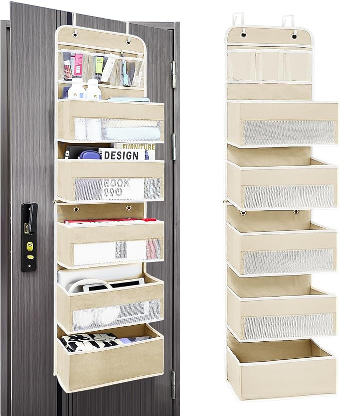 Over The Door Organizer, Behind Door Storage of 5 Compartments, 44 Weight by Unknown