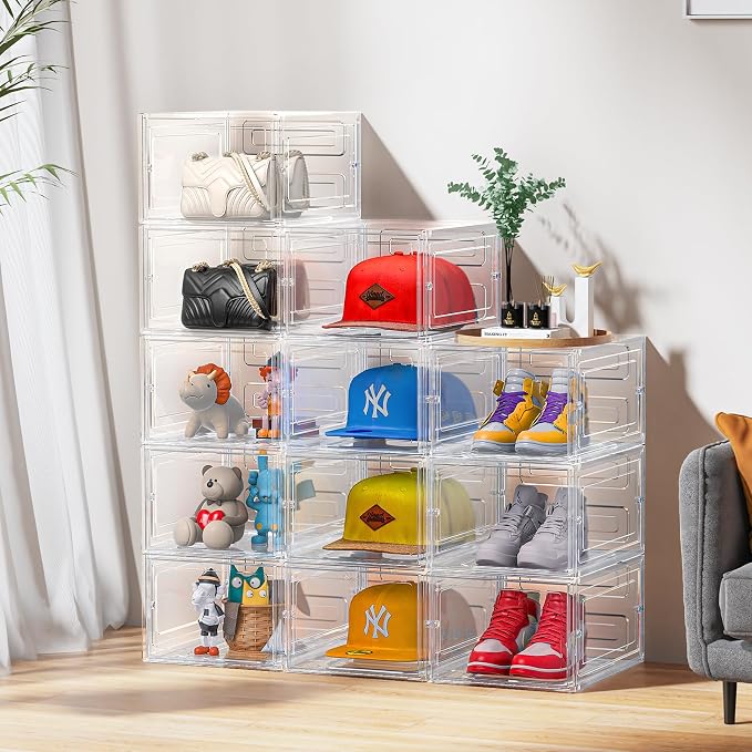 Hat Organizer Box, Stackable Clear Baseball Caps Holder Box Containers - Image 7