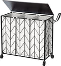 WOWLIVE Laundry Basket with Wheels, 142L Laundry Hamper 3 Section with Lid by WOWLIVE