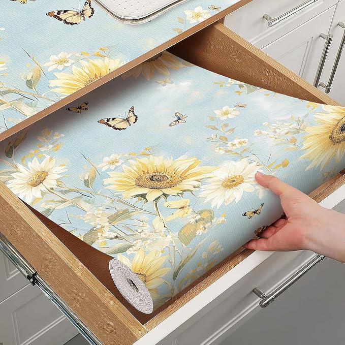 Shelf Liner for Kitchen Cabinets Non Adhesive Drawer Liner, Cabinet Liner for by Quttisay