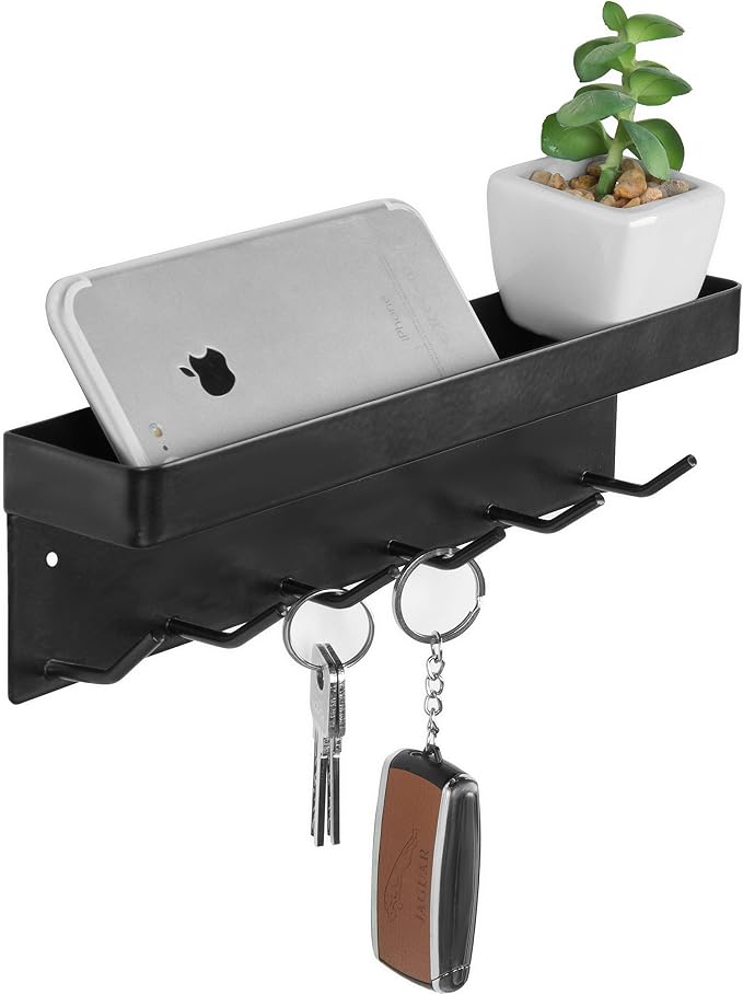 MyGift Wall Mounted Black Metal Key Rack by MyGiftHome