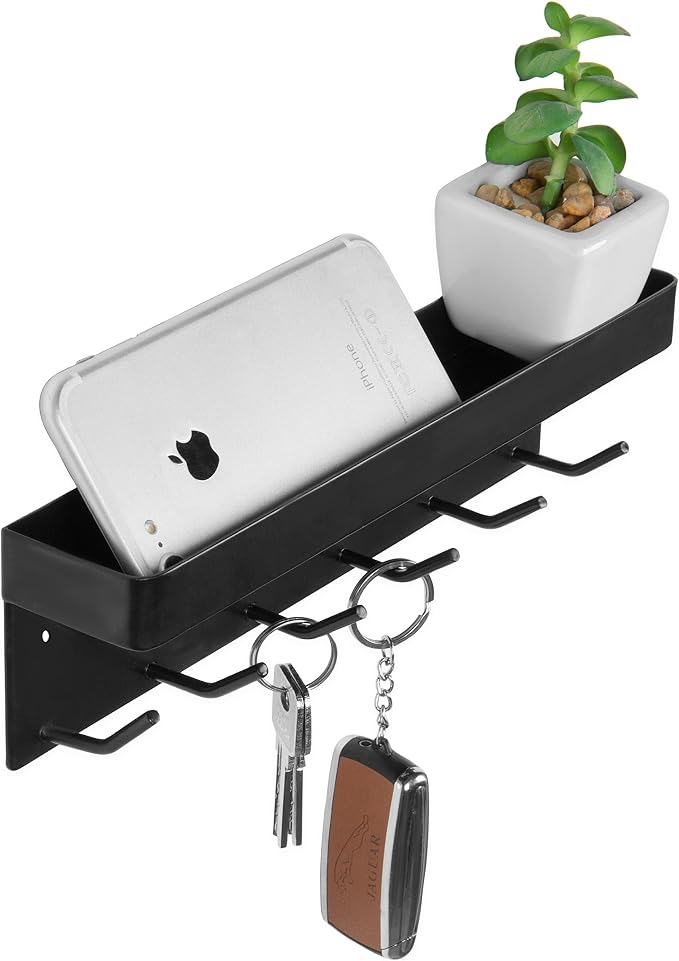 MyGift Wall Mounted Black Metal Key Rack - Image 5