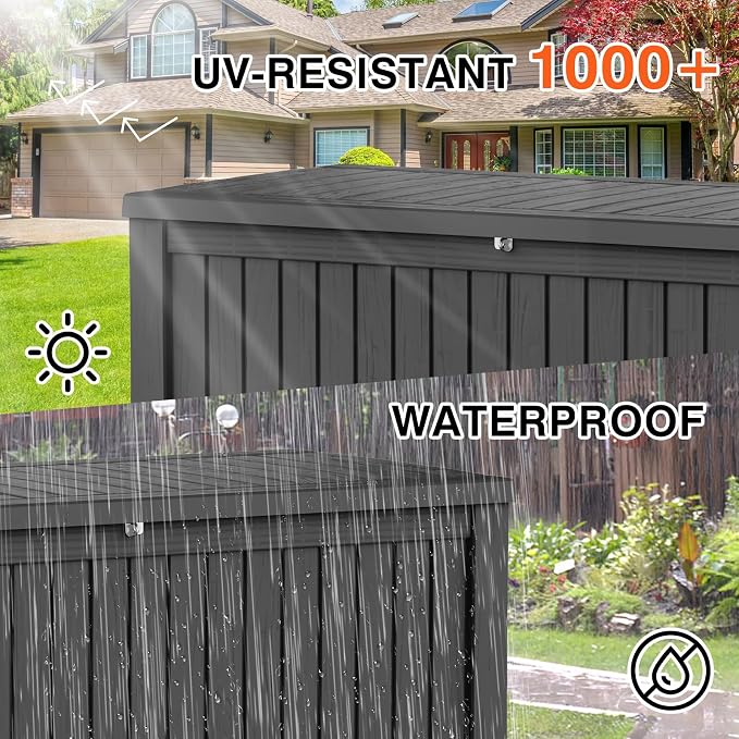 180 Gallon Outdoor Storage Box Waterproof Lockable Resin Deck Box Large - Image 8