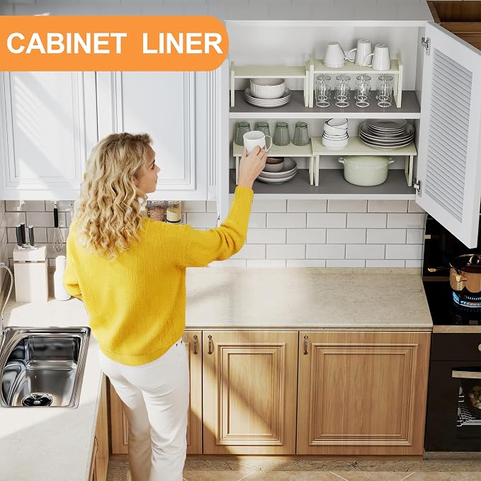 FLPMIX Kitchen Cabinet Liner Clear: Translucent Grey Easy to Cut Drawer Mat 12" - Image 3