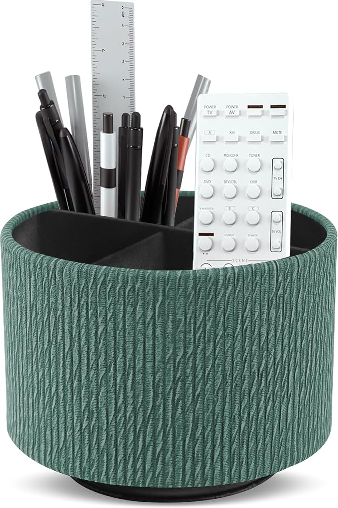 Round Leather Art Supply Organizer, Remote Control Holder, 360 Degree Spinning by Unknown