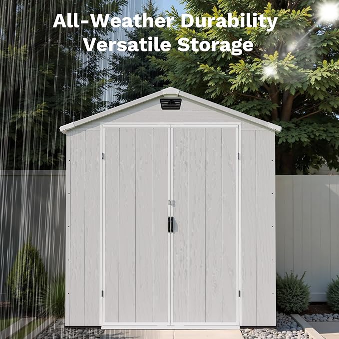 Patiowell 6X4 FT Outdoor Storage Shed, Plastic Tool Sheds - Image 7