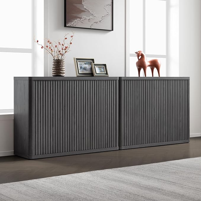 SICOTAS Buffet Cabinet with Storage Accent Sideboard with 6 Doors Modern 93.2" - Image 8