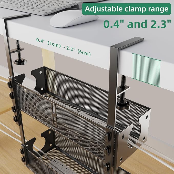 Multi-Model Under Desk Cable Management 2 Pack Metal Under Desk Wire Management - Image 7