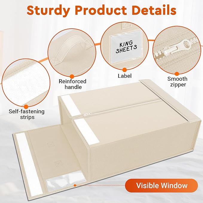 8 Pack Bed Sheet Closet Organizers and Storage, Sturdy Foldable Storage - Image 5