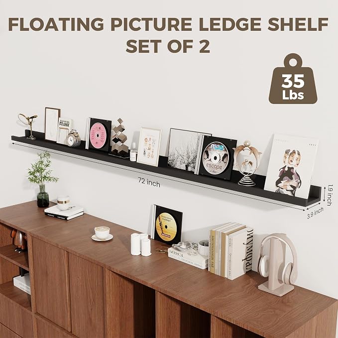 Axeman 72 Inch Black Floating Shelves - Image 4