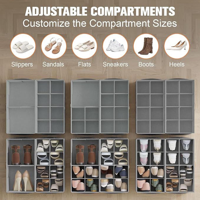 Shoe Organizer for Closet, 2 Pack Foldable Shoe Storage Organizer - Image 2
