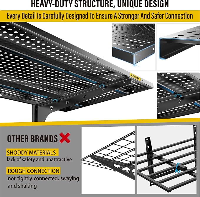 1pack×2 Tier 1.3x4ft Garage Shelving Wall Mounted, 260lbs Load - Image 5