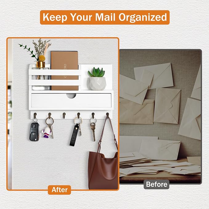 Key and Mail Holder for Wall, Mail Organizer Wall Mount - Image 4
