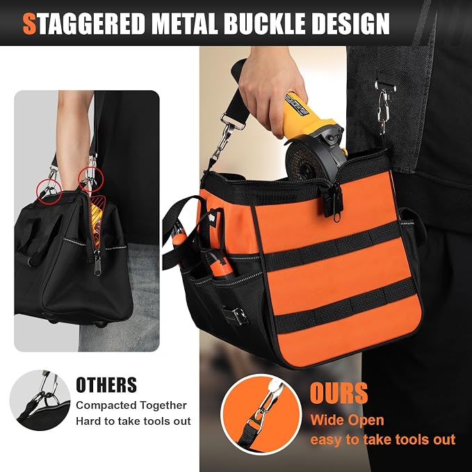 Heavy Duty Tool Bag 18-Inch, 16-Pocket Portable Soft Tool Box Organizer Storage - Image 6