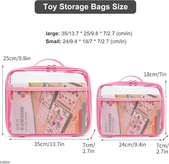 4 Pack Clear PVC Zippered Toy Storage Bags - Image 3