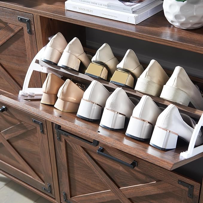 Shoe Storage Cabinet, Farmhouse Shoe Organizer - Image 7