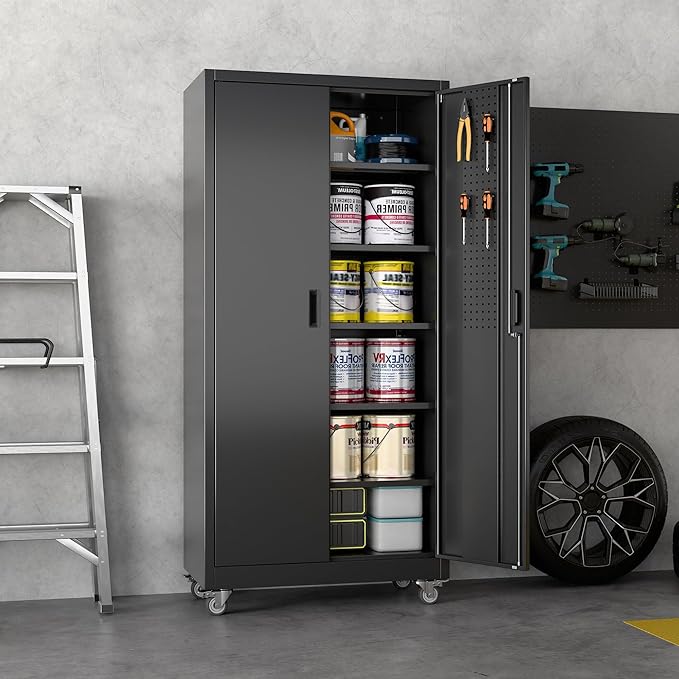 71" H×34" W×18" D Metal Garage Storage Cabinet - Image 2