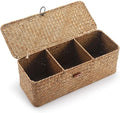 Seagrass Storage Basket with Lid Rectangular Small Woven Shelf Baskets with by DECRAFTS