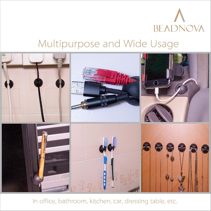 BEADNOVA Cable Clips Cord Organizer Cable Management Wire Cord Holder 3 Slots - Image 4
