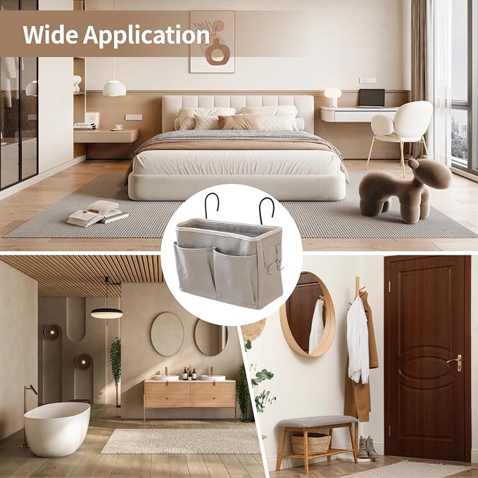 Varku 2 Pcs Bedside Hanging Storage Organizer, Wall Mount Door Caddy Bag - Image 5