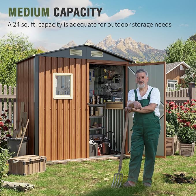 6x4 Ft Outdoor Metal Shed, Storage Garden Shed - Image 3