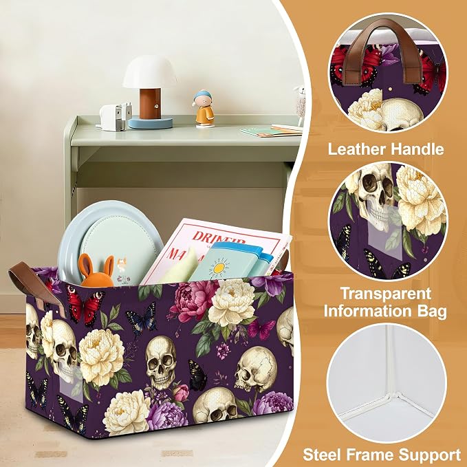 Purple Flower Skeleton Storage Bins - Image 3
