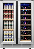 24" Wine and Beverage Refrigerator, Dual Zone Wine Cooler by ICYGLEE