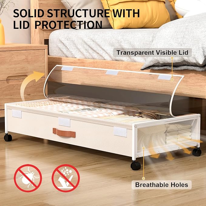 Under Bed Storage with Wheels, XXXL Larger Under Bed Storage Containers with - Image 5