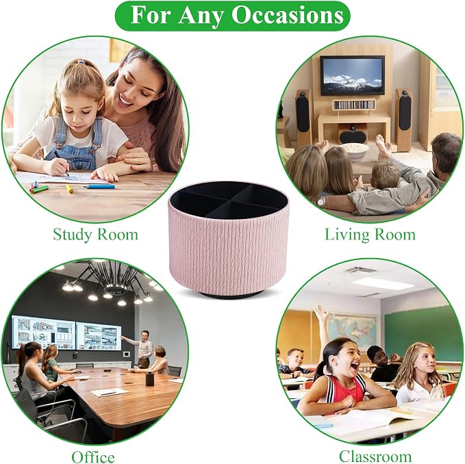 Round Leather Art Supply Organizer, Remote Control Holder, 360 Degree Spinning - Image 8