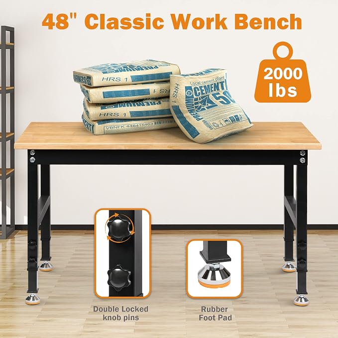 Betterhood 48" Heavy-Duty Adjustable Workbench - Image 3
