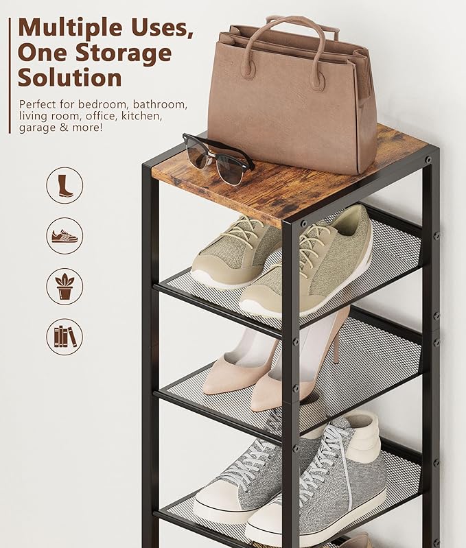 8 Tiers Vertical Shoe Rack, Corner Shoe Storage Organizer, Narrow Shoe Tower - Image 7