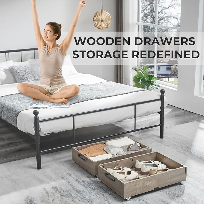 Under Bed Storage with Wheels, Composite Wood Organizer - Image 7