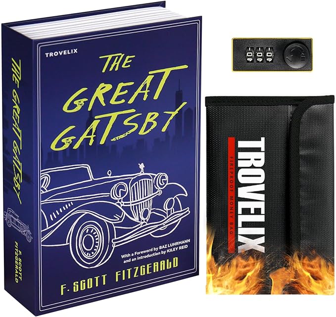 Book Safe with Combination Lock, Hidden Safe with Fireproof Bag, Secret by KOFAIR