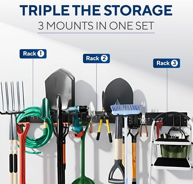 Heavy-Duty Wall Mount Garden Tool Organizer Rack - Image 2