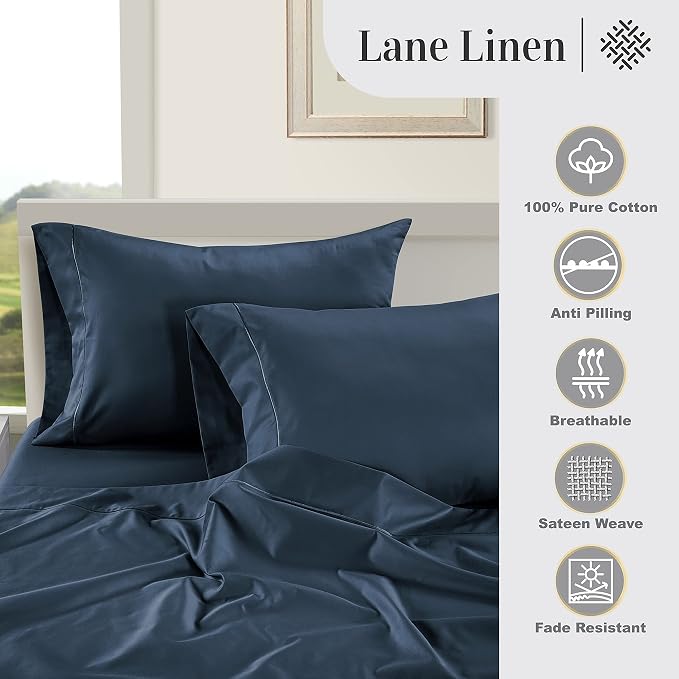 LANE LINEN Pillow Case Covers King Set of 2 100% Egyptian Cotton Sateen Soft - Image 5