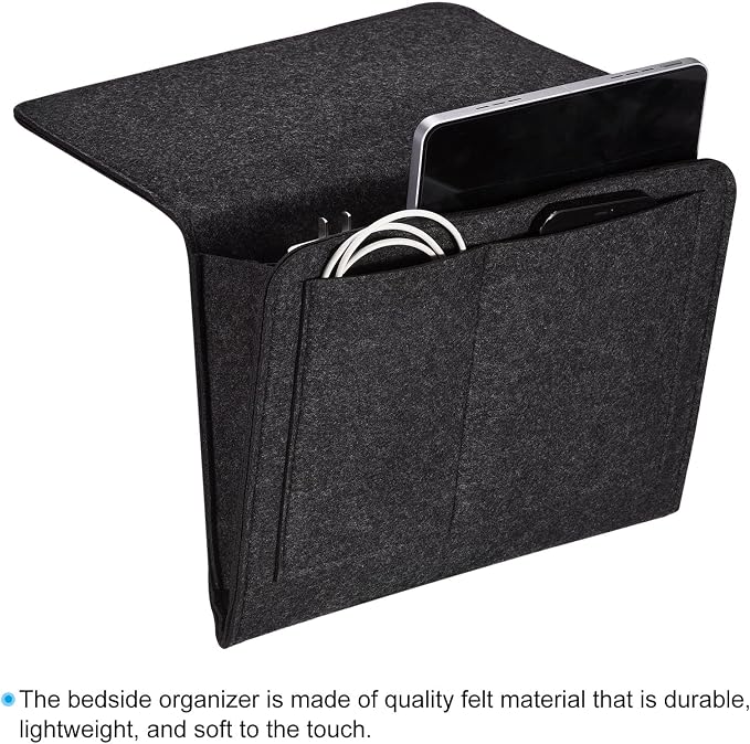 PATIKIL 11in Bedside Caddy, Bed Caddy Bedside Organizer Hanging 5 Pocket Soft - Image 4