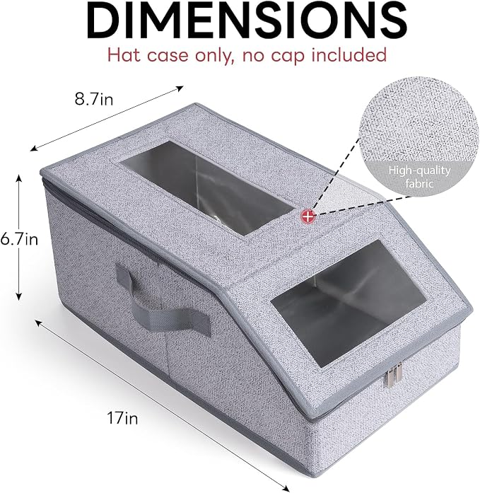 One set hat Storage for Baseball Caps, Gery Stackable box holds up to 18 Caps - Image 7