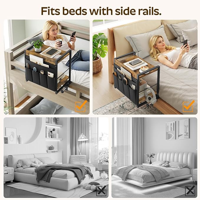2-Tier Bedside Shelf, Bed Tray Shelf - Image 7