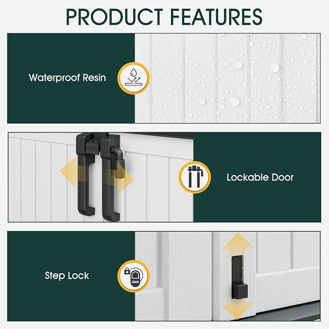 NUNU LAB Outdoor Storage Cabinet 36 Cu.Ft Garden Storage Shed Waterproof - Image 3