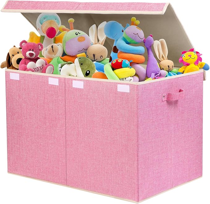 122L Large Toy Box Chest with Lid, Foldable Toy Storage Organizer Bin Boxes - Image 2