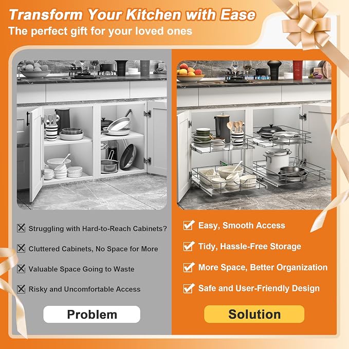 ALINE FURNITURE 2-Tier Pull Out Cabinet Organizer - Image 5