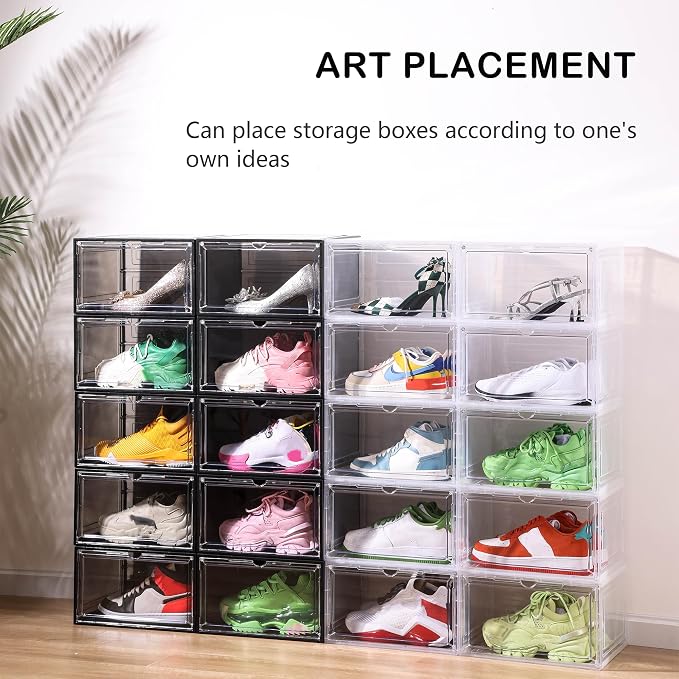 Attelite Large Clear Shoe Box Organizer, Plastic Stackable Shoe Storage Box - Image 6